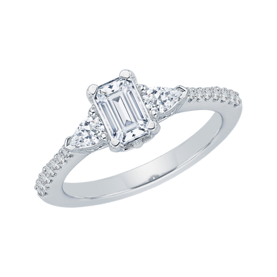 Emerald-cut Diamond Three Stone Engagement Ring