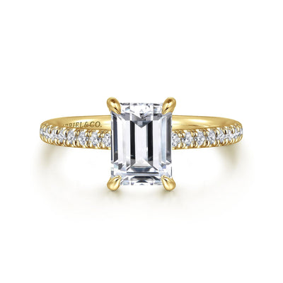 Emerald-cut Diamond Hidden Halo Engagement Ring