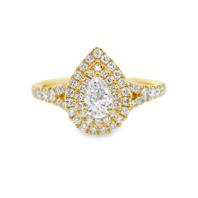 Pear Diamond Double Halo Engagement Ring