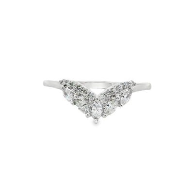 Curved Chevron Diamond Wedding Ring