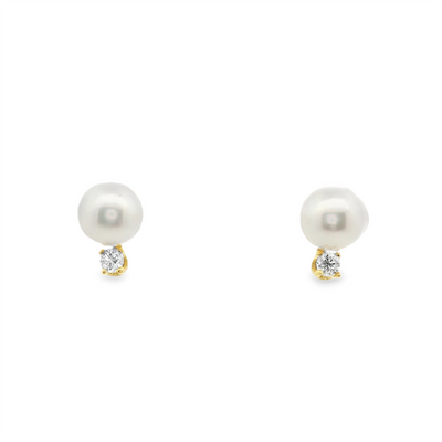 Pearl & Diamond Stud Earrings