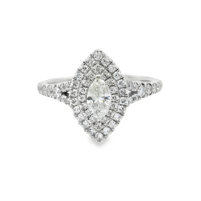 Marquise Diamond Double Halo Engagement Ring