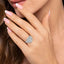 Emerald-cut Diamond Halo Three Stone Engagement Ring