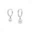 Pearl & Diamond Huggie Hoop Earrings