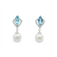 Pearl, Blue Topaz & Diamond Earrings
