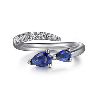Sapphire & Diamond Bypass Fashion Ring
