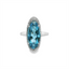 Blue Topaz & Diamond Halo Fashion Ring