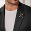 Sterling Silver & Yellow Gold Garnet Dagger Mens Pin With Black Enamel