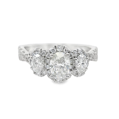 Oval Diamond Halo Engagement Ring