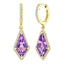 Amethyst & Diamond Drop Huggie Earrings