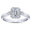 Emerald-cut Diamond Halo Engagement Ring
