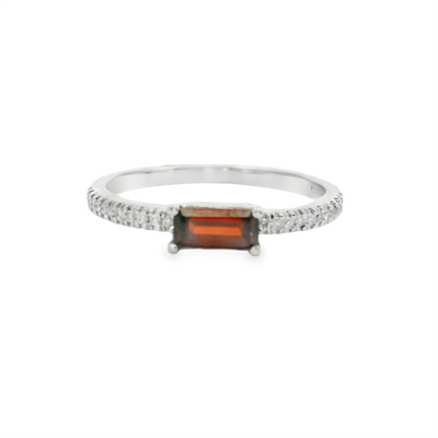 Garnet & Diamond Stackable Ring