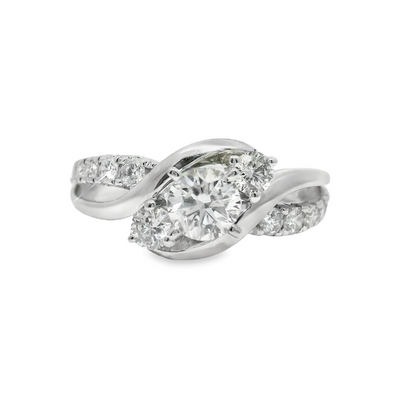 Round Diamond Three Stone Engagement Ring