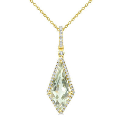 Green Quartz & Diamond Pendant