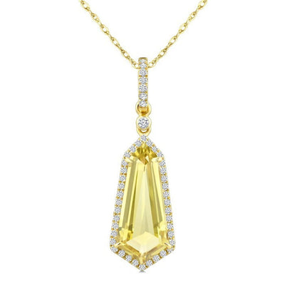 Yellow Quartz & Diamond Pendant