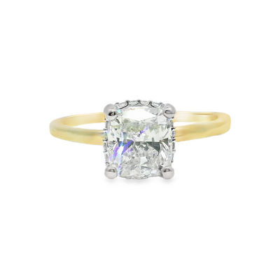Cushion Diamond Hidden Halo Engagement Ring