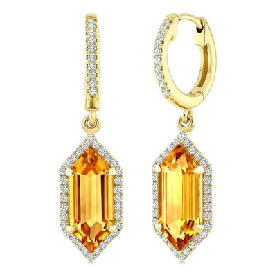 Citrine & Diamond Drop Earrings