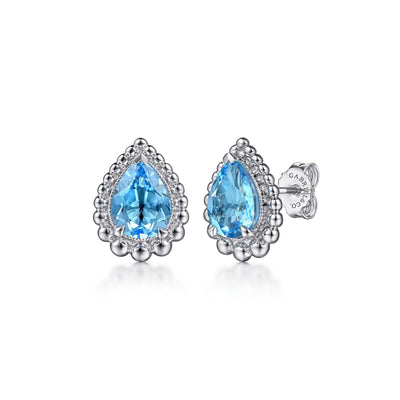 Bujukan Sterling Silver Blue Topaz Stud Earrings
