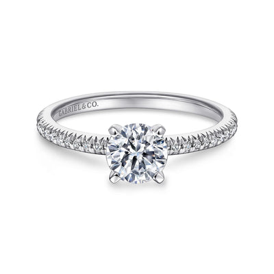 Round Diamond Straight Band Engagement Ring