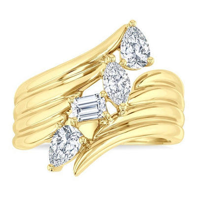 Mixed Shape Diamond Bypass Fashion Ring