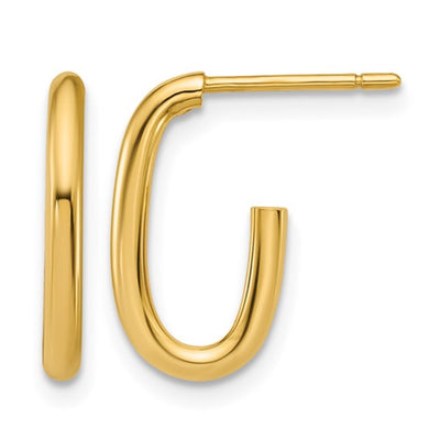 Oval J-hoop Huggie Earrings