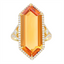 Hexagonal Citrine & Diamond Fashion Ring