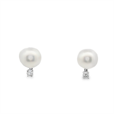 Pearl & Diamond Stud Earrings