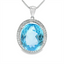 Blue Topaz & Diamond Halo Pendant