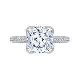 14K White Gold 1/2 ct Diamond Carizza Semi Mount Engagement Ring Fit Cushion Center