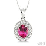 Oval Shape Gemstone & Diamond Pendant