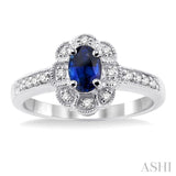 Oval Shape Gemstone & Diamond Ring