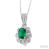 Oval Shape Gemstone & Diamond Pendant