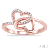 Twin Heart Shape Diamond Fashion Ring