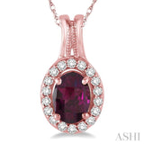 Oval Shape Gemstone & Diamond Pendant