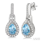 Pear Shape Gemstone & Diamond Earrings