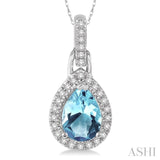 Pear Shape Gemstone & Diamond Pendant