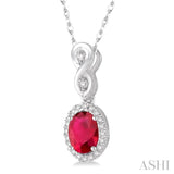 Oval Shape Gemstone & Diamond Pendant