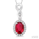 Oval Shape Gemstone & Diamond Pendant