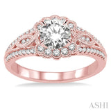 Flower Semi-Mount Diamond Engagement Ring