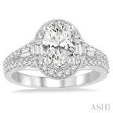 Oval Shape Semi-Mount Diamond Engagement Ring