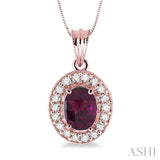 Oval Shape Gemstone & Diamond Pendant