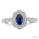 Oval Shape Gemstone & Diamond Ring