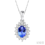 Oval Shape Gemstone & Diamond Pendant