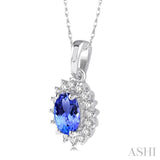 Oval Shape Gemstone & Diamond Pendant