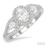 Oval Shape 3 Stone Diamond Engagement Ring