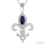 Fleur De Lis Gemstone & Diamond Pendant