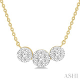 1/3 Ctw 3-Stone Lovebright Round Cut Diamond Necklace in 14K Yellow and White Gold