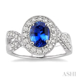 Oval Shape Gemstone & Diamond Ring