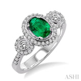 Oval Shape Gemstone & Diamond Ring