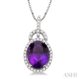 Oval Shape Gemstone & Diamond Pendant